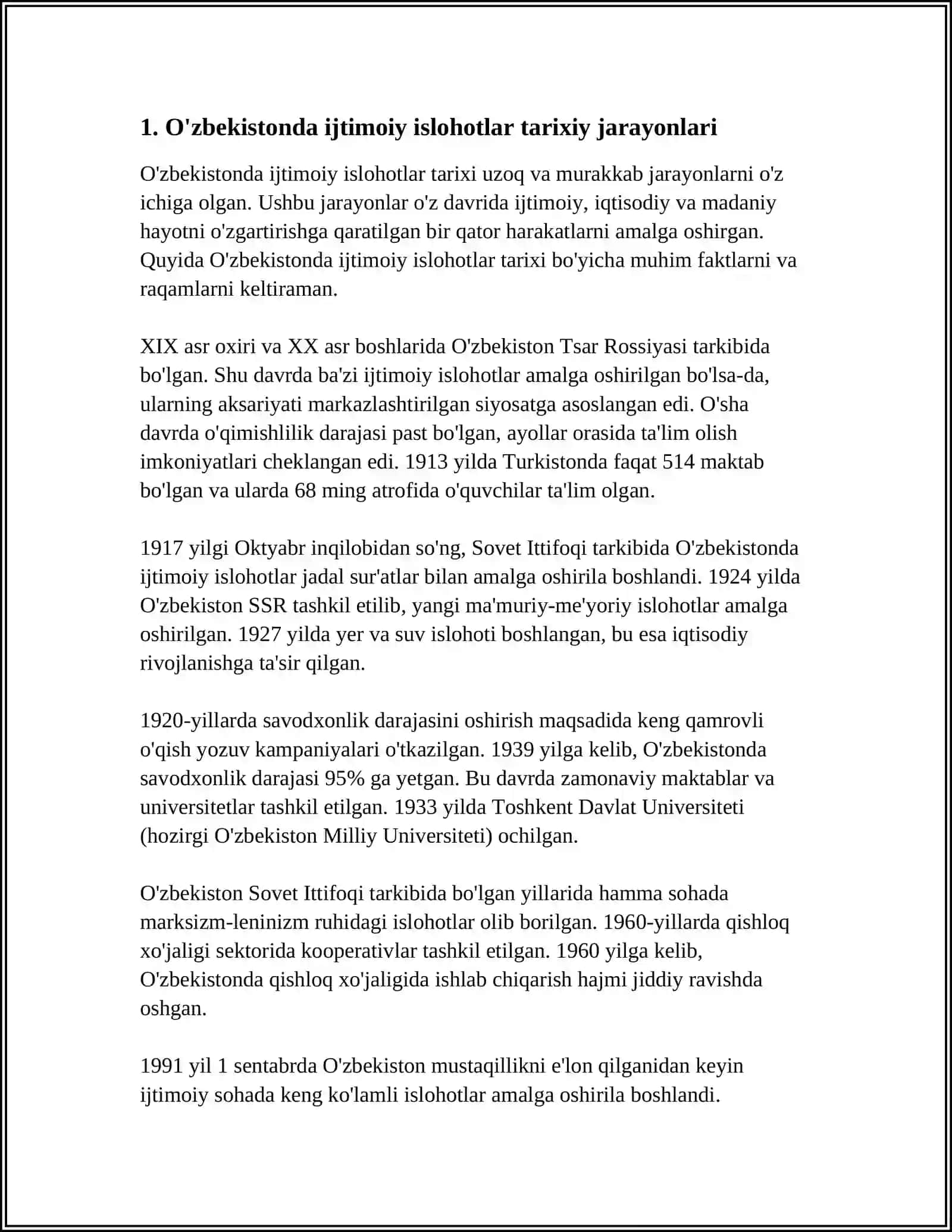 O'ZBEKISTONDA IJTIMOIY ISLOHOTLARINING YANGI BOSQICHIGA KO‘TARILISHI 4