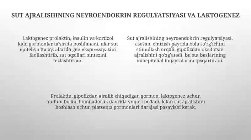 Sut bezining faoliyatini boshqarish va neyroendokrin regulyatsiyasi 4