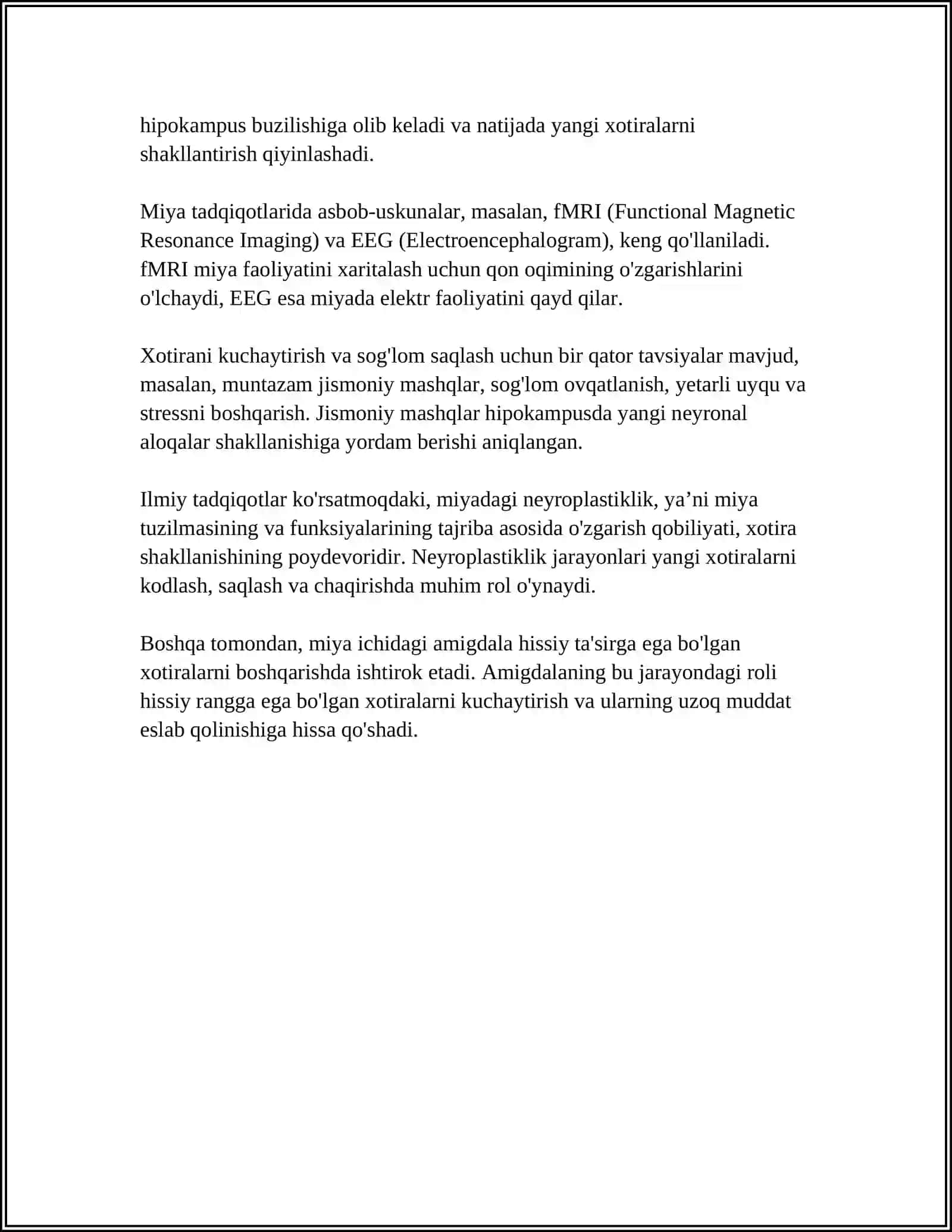 Xotira tizimlarining miyadagi neyrobiologiyasi 4