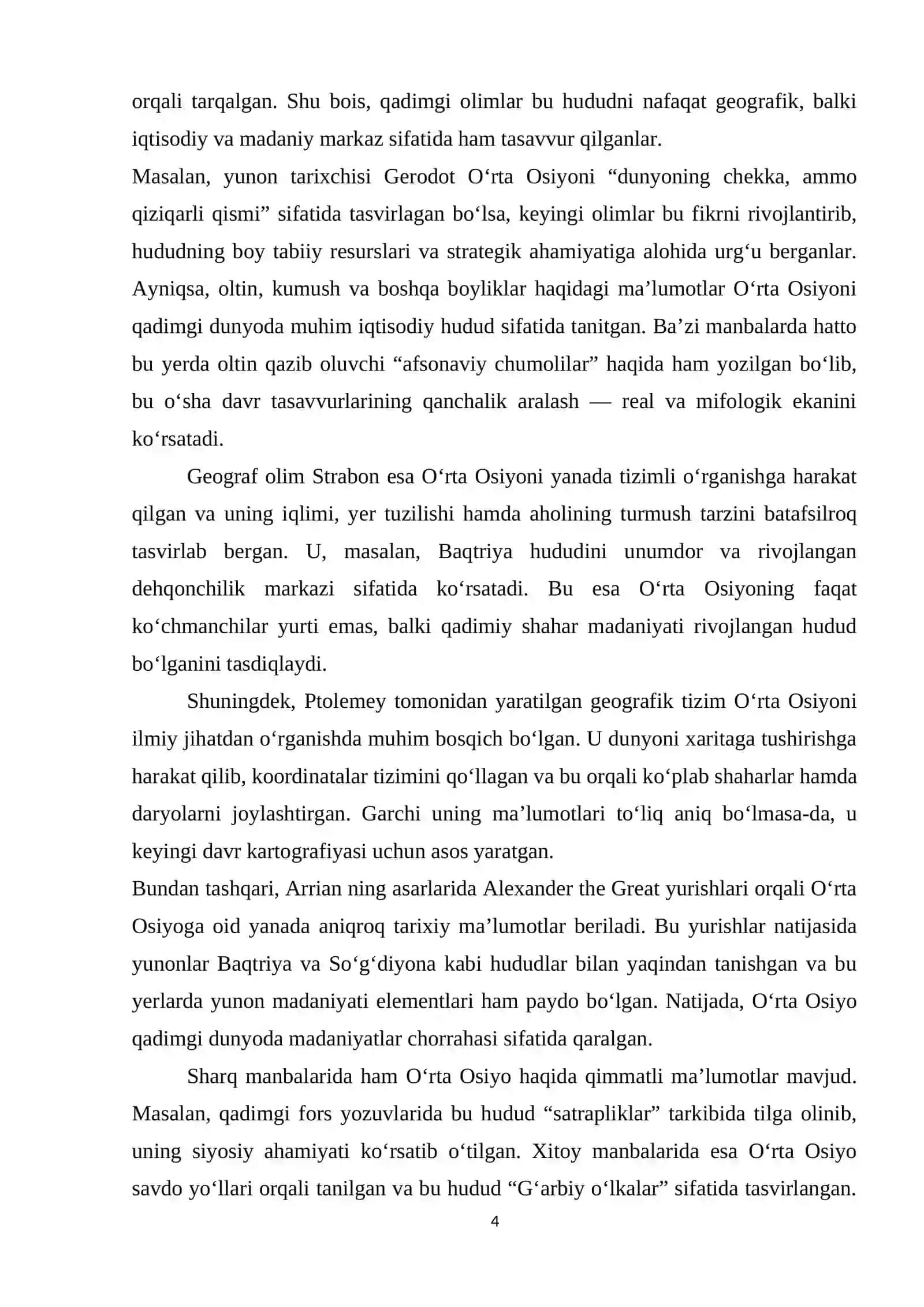 O‘RTA OSIYO HAQIDAGI ILK GEOGRAFIK TASAVVURLAR 4