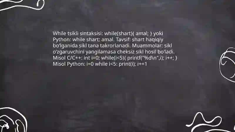 For tsikli: sintaksis va ishlatilishi 4