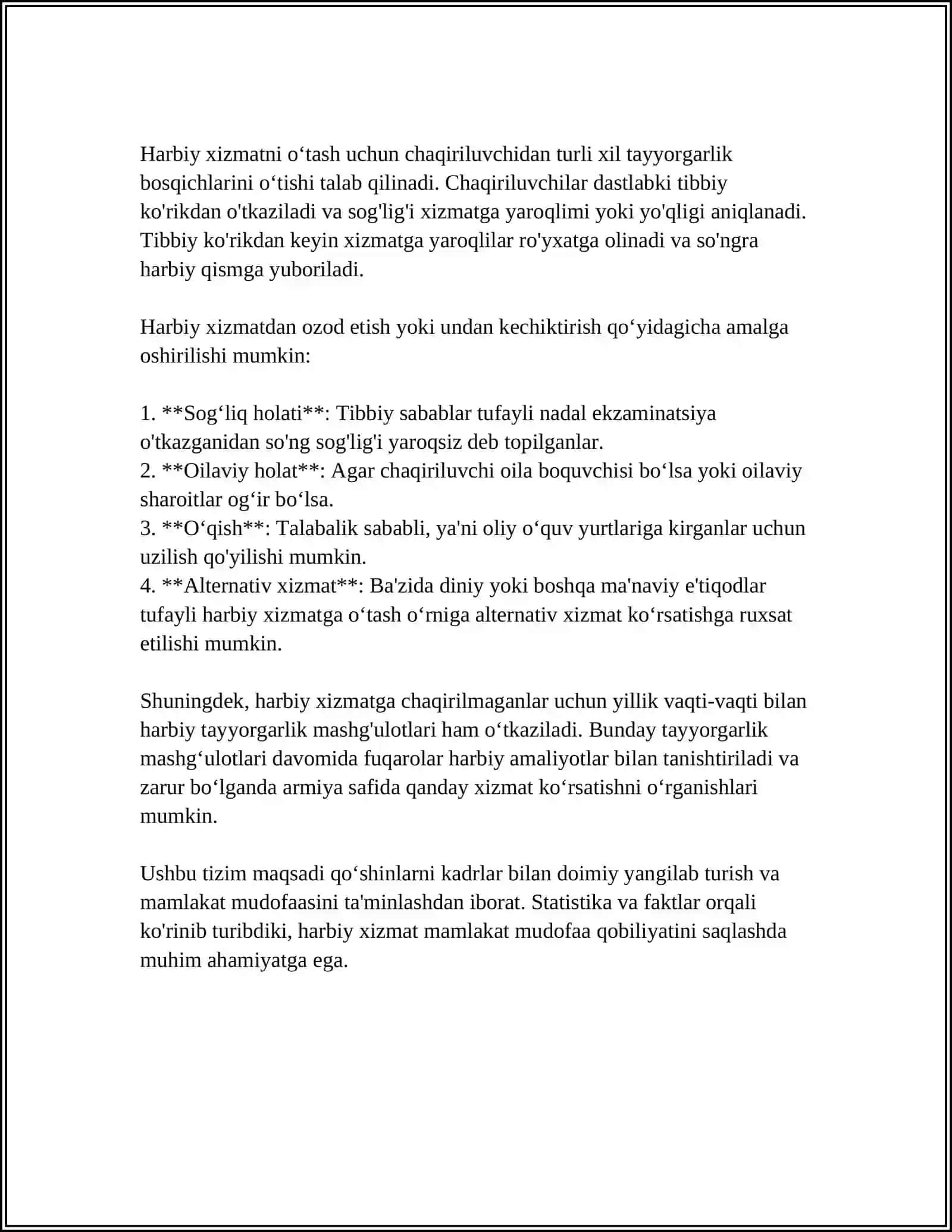 O'ZBEKISTON RESPUBLIKASI MUDOFAA QOBILIYATI 4
