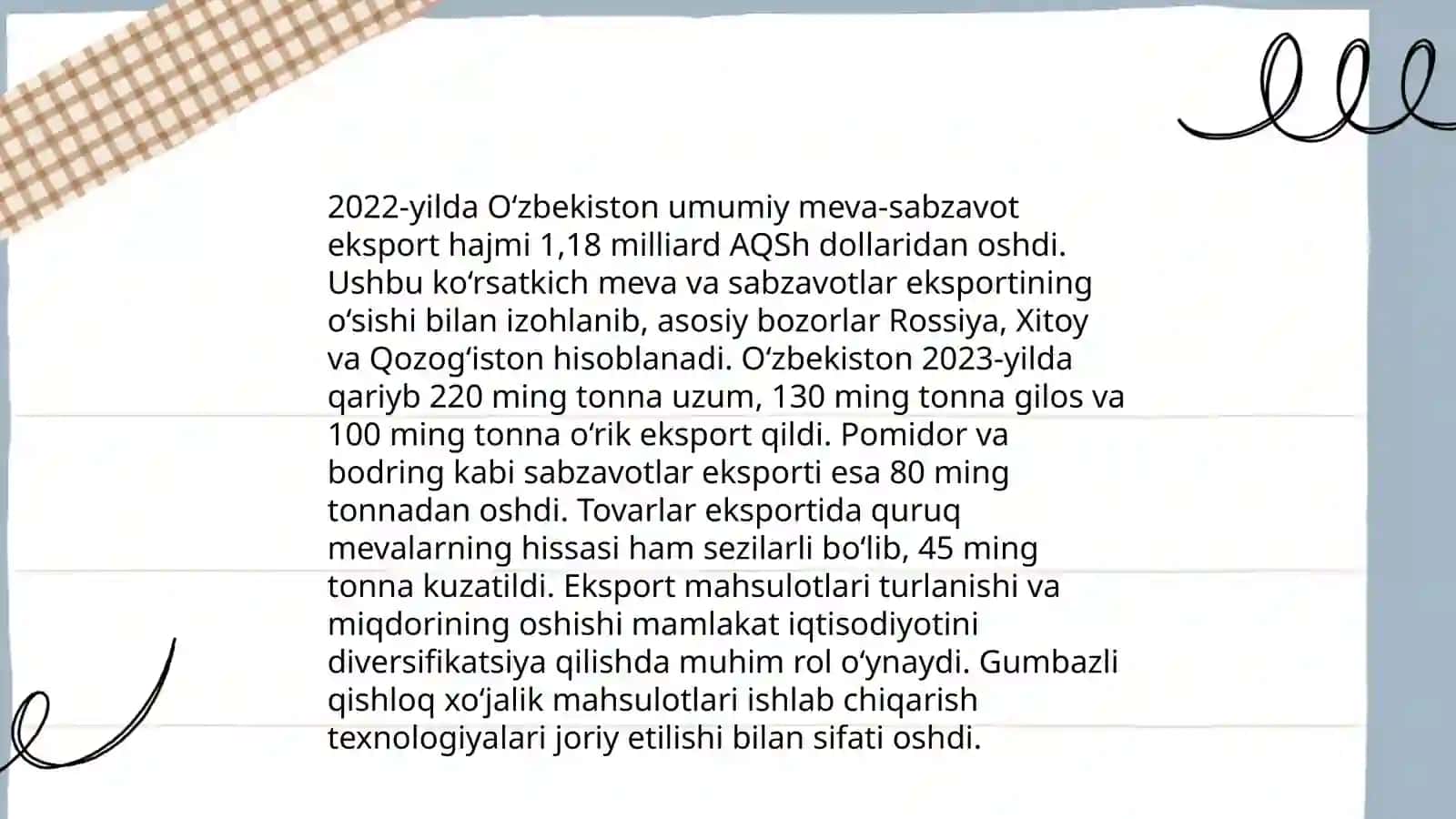 Jahonning dehqonchilik tarmoqlari:donli ekinlar, texnik ekinlar, bog'dorchilik va uzumchilik 4
