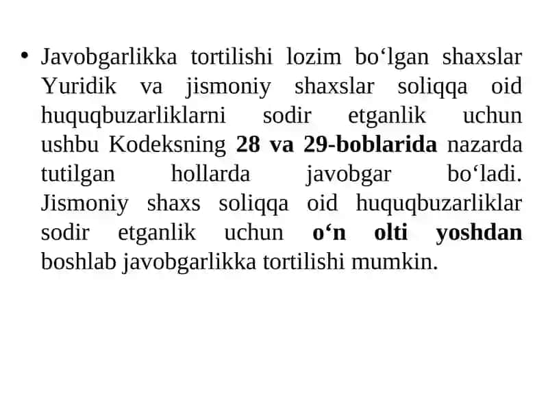Soliqlar va soliqqa tortish fanidan ma`ruza mashg`uloti 4