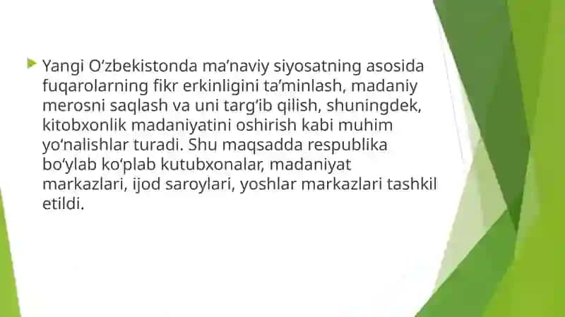 Yangi Oʻzbekistonda amalga oshirilayotgan maʼnaviy oʻzgarishlar 4