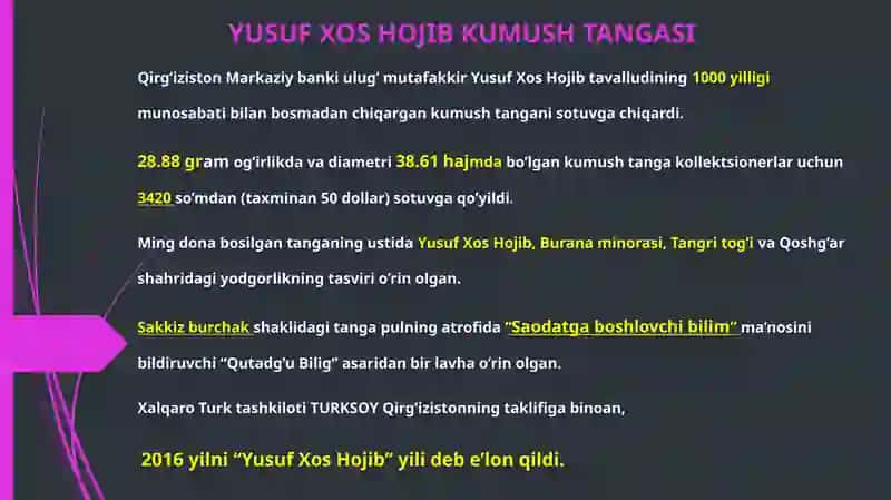 sharq allomalarining ilmiy merosi: Yusuf Xos hojib,Abdulqosim Firdavsiy , Ahmad Yugnakiy , Maxmud Ko 4