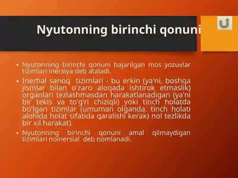 nyutonning birinchi qonuni prezentatsiya 4