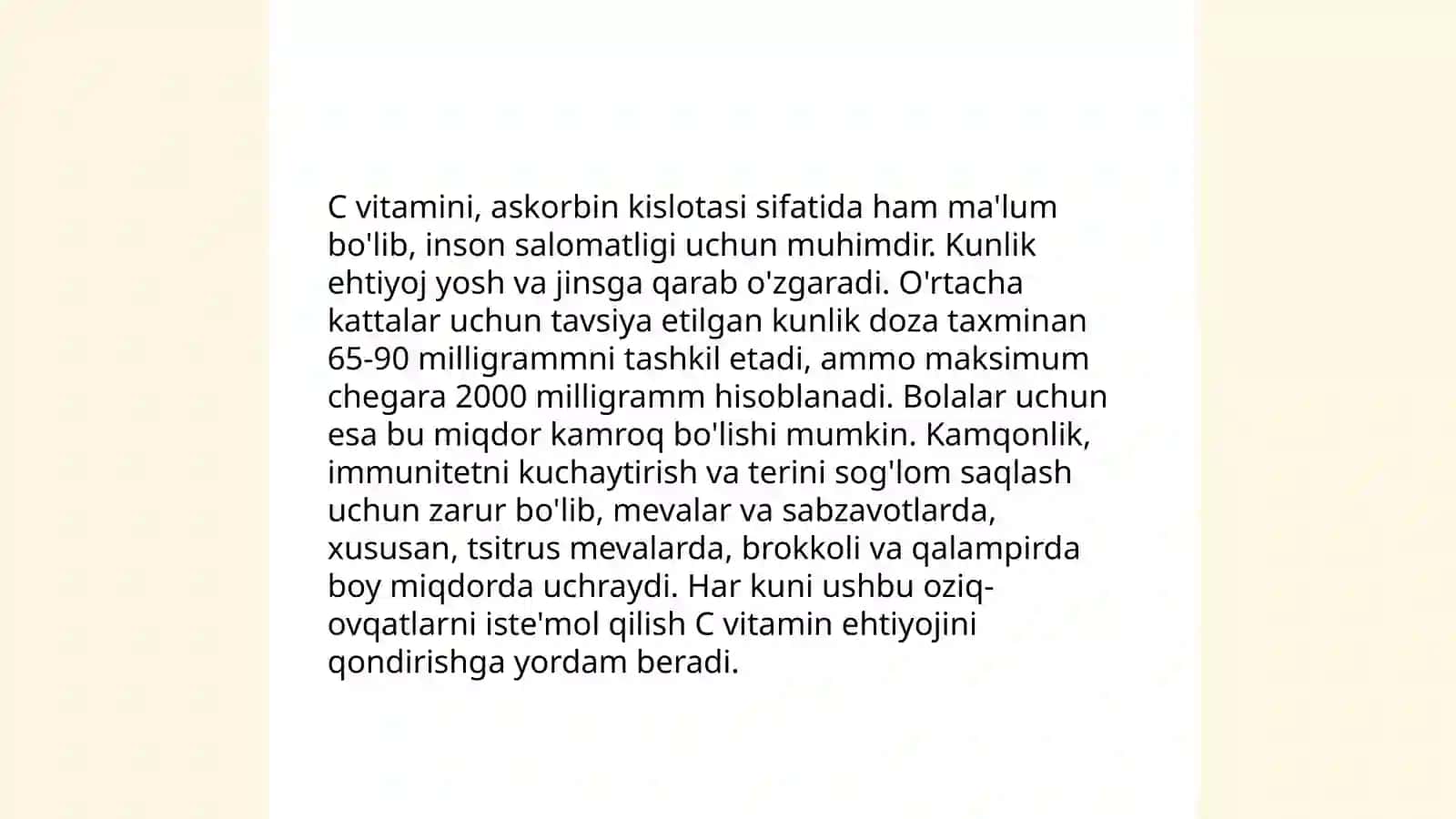 Organizm C vitaminga bolgan extiyojni baholash 4