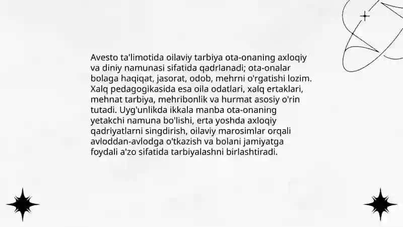 Avesto va xalq pedagogikasi gʻoyalaridagi uygʻunlik 4