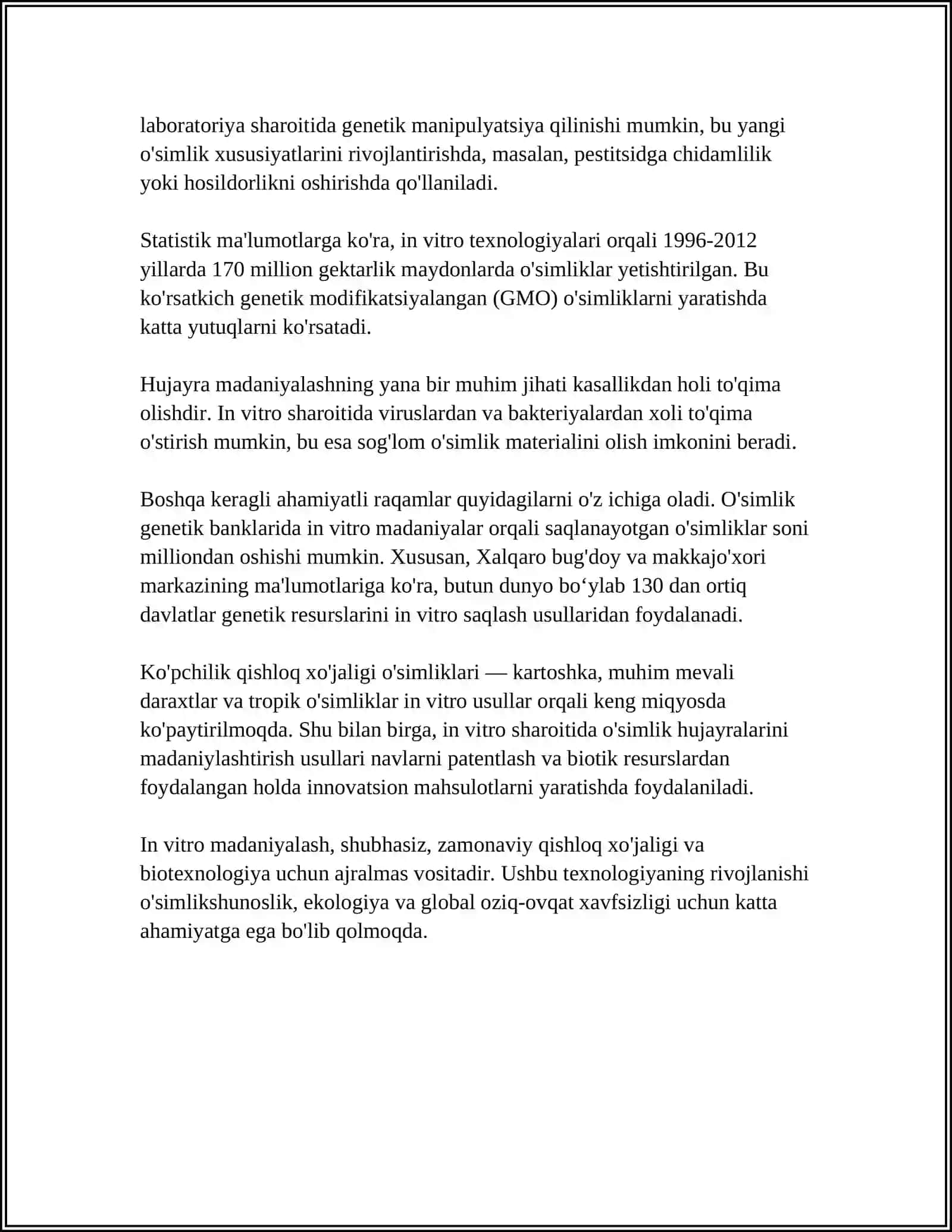 O'SIMLIKLARNI IN VITRO USULIDA MIKROKLONAL KO'PAYTIRISH 4