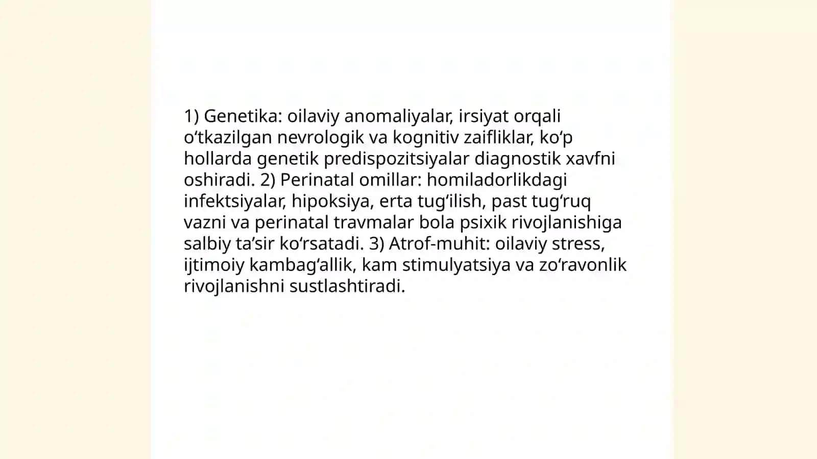 Psixik rivojlanishi sust bolalar psixologiyasi 4
