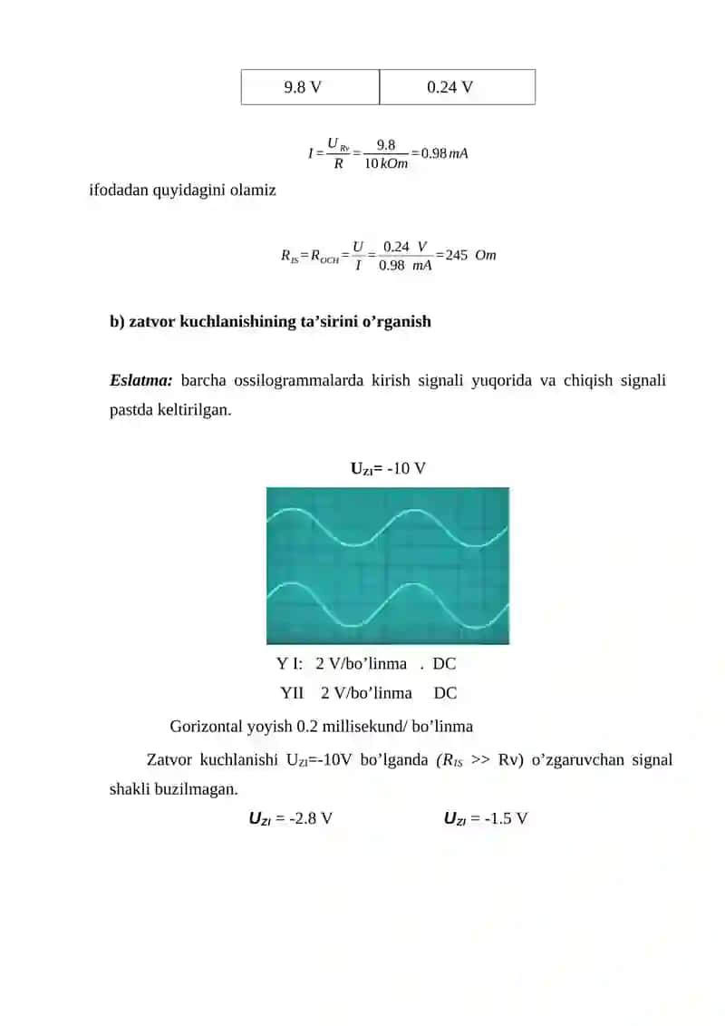 YARIM O’TKAZGICHLAR PARAMETRLARINI O’LCHASH 4