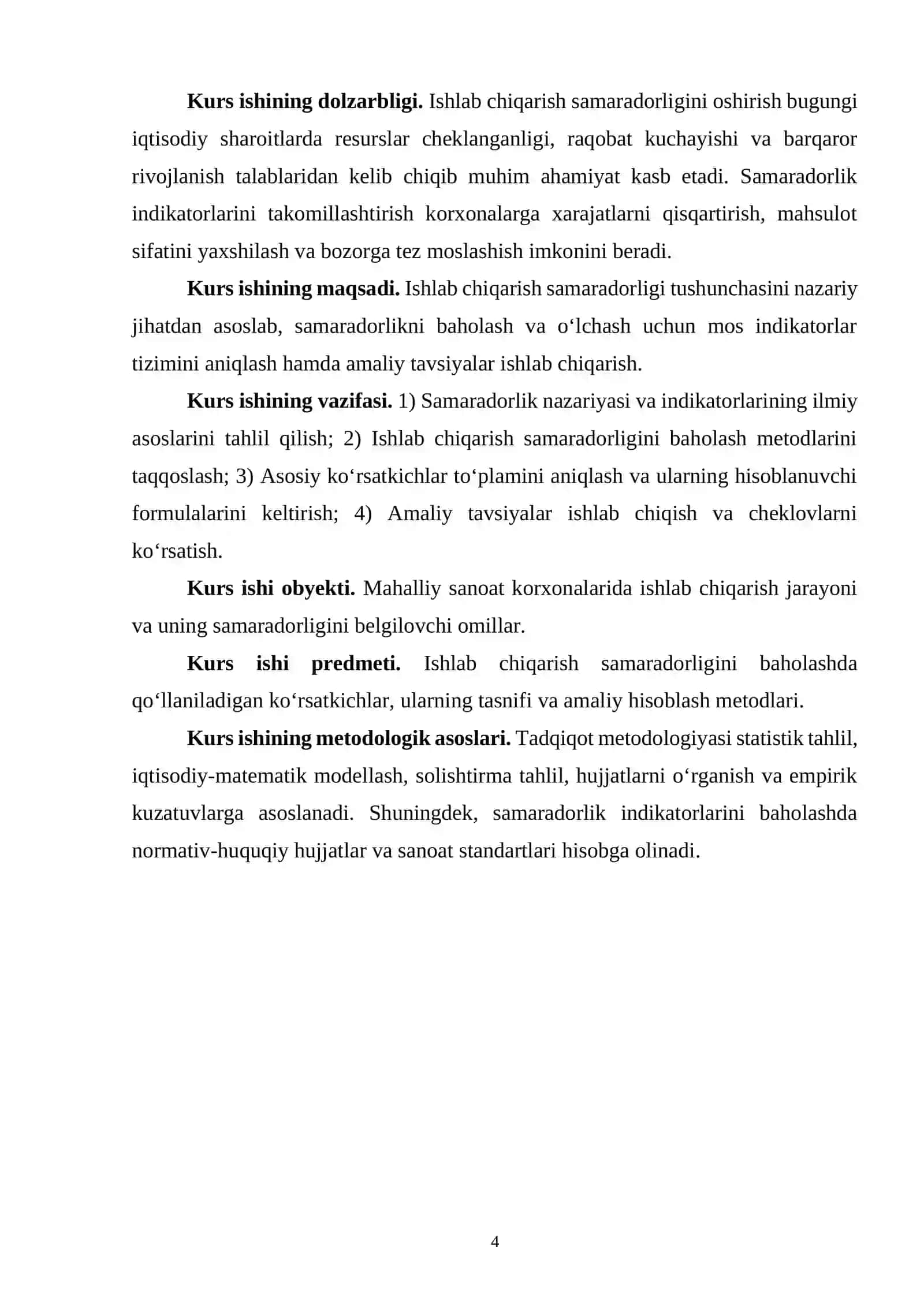 ISHLAB CHIQARISH SAMARADORLIGI VA UNING KOʻRSATKICHLARI 4