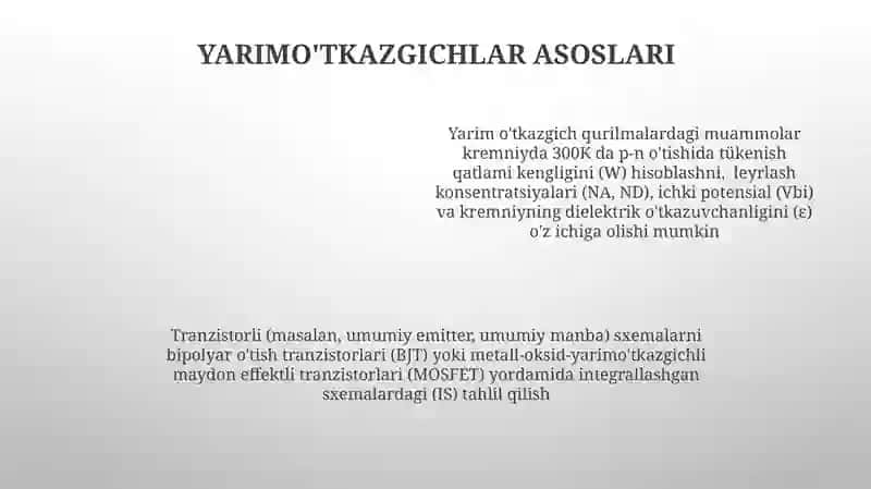 Yarim oʻtkazgichli asboblar mavzusiga doir mashq va masalalar 4
