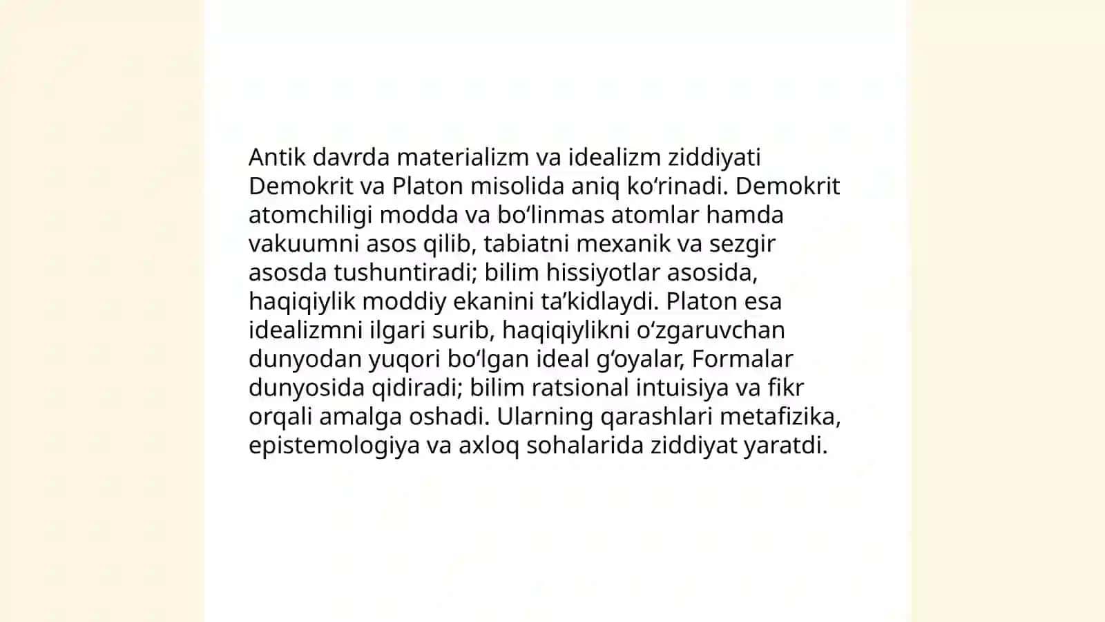 Falsafada materializm va idealizm oqimlari orasidagi ziddiyat 4