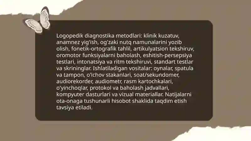 Maktabgacha yoshdagi rivojlanmagan bolalarning logopedik tekshirish natijalari va korrektison 4