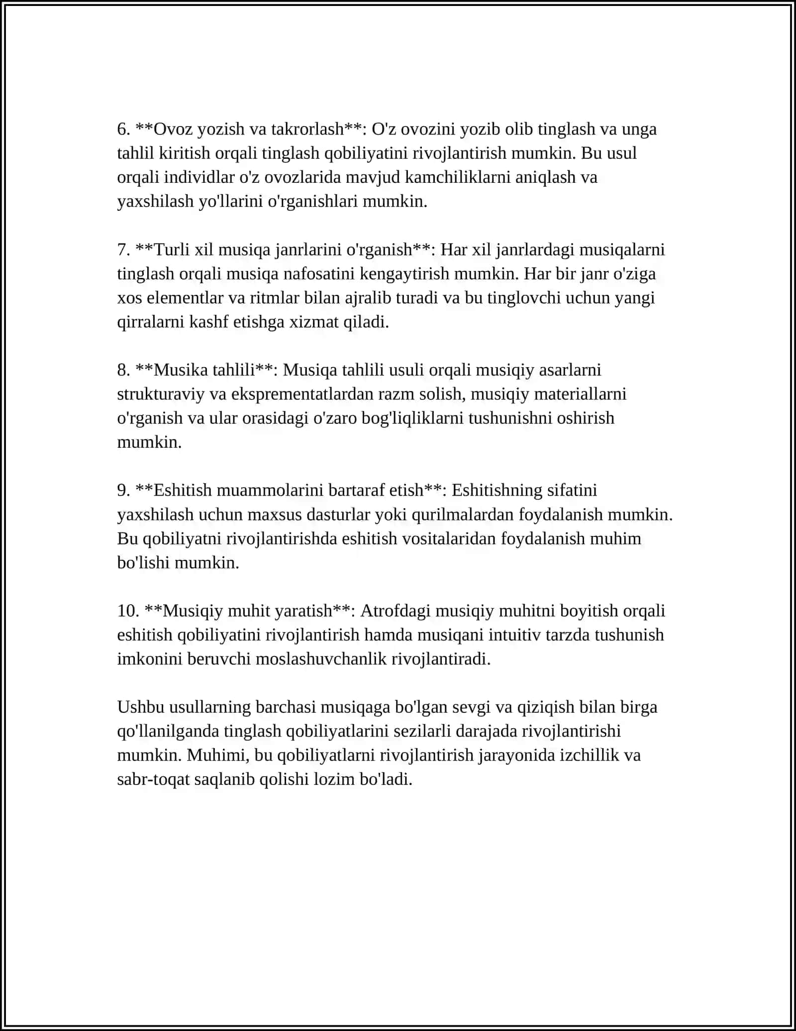 MUSIQA TINGLASH QOBILYATLARINI SHAKLLANTIRISH USLUBLARI VA TEXNALOGIYALARI 4