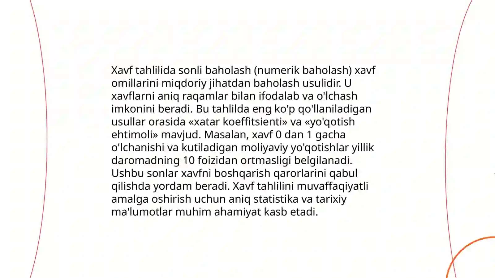 Xavflarni kvatifikatsiyalashning soni, bali va boshqa uslublarini tahlil qilish 4