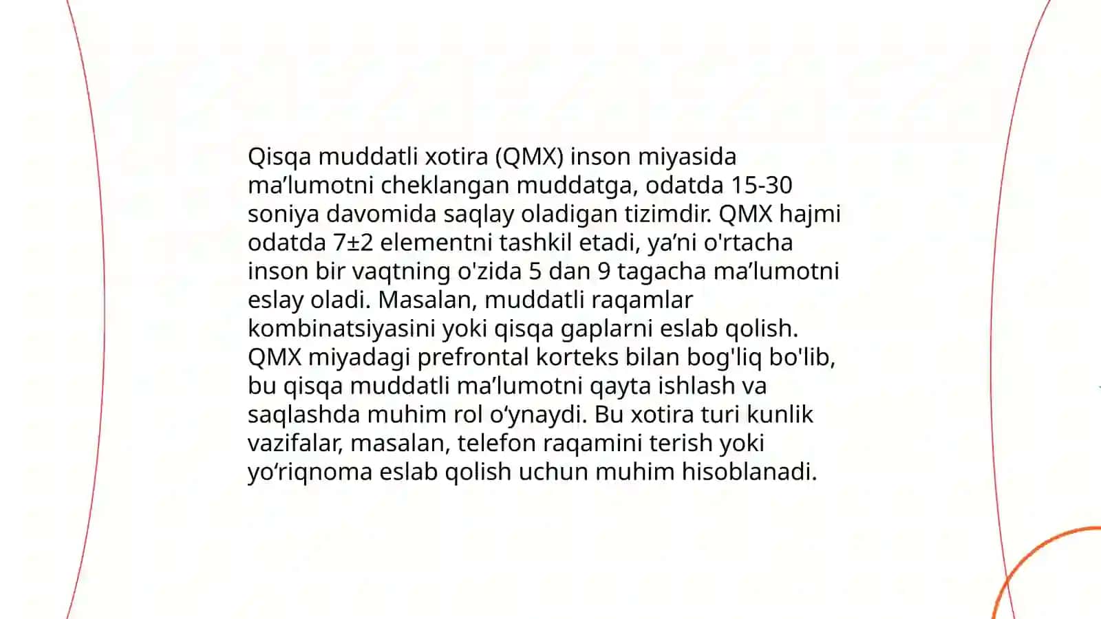 Xotira turlari va uning jarayonlari 4