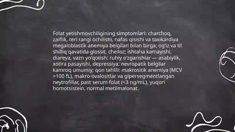 Folat kislotasining yetishmovchiligi 4
