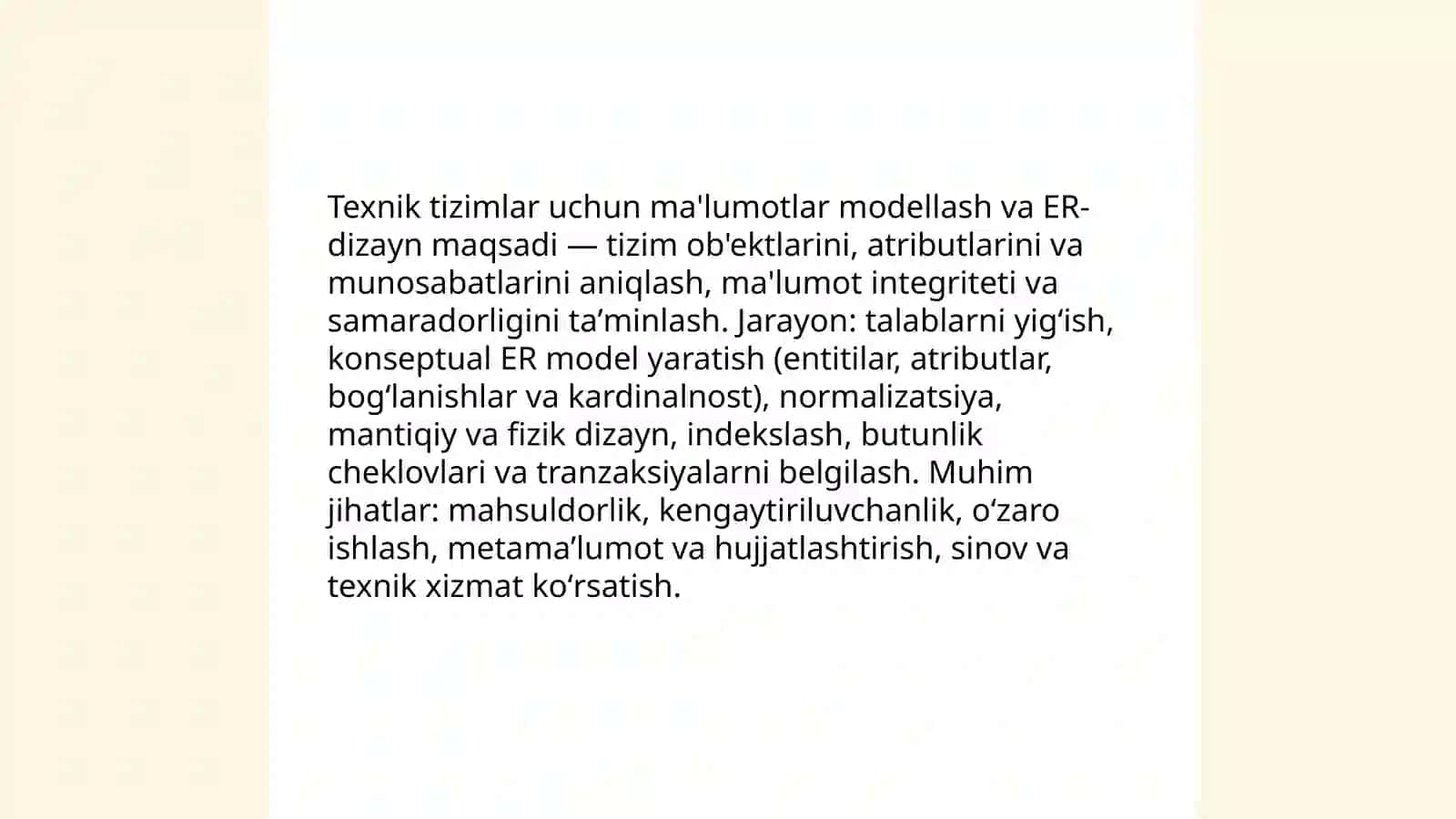 Integrallashgan muhitda ma'lumotlar bazasi yaratish va qayta ishlash 4
