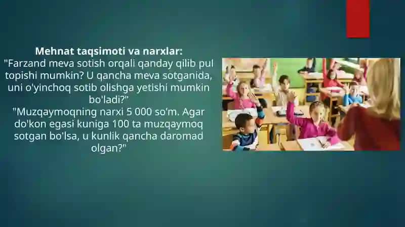 Boshlang’ich sinf o’quvchilarigamos iqtisodiy masala  tuzish va yechish 4