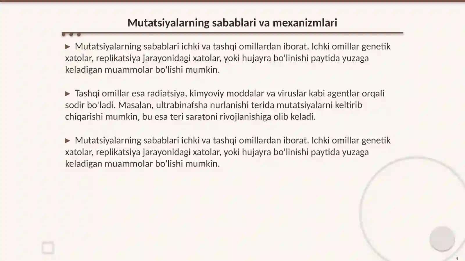 Mutatsiyalarning sababi, shakllari va ahamiyati 4
