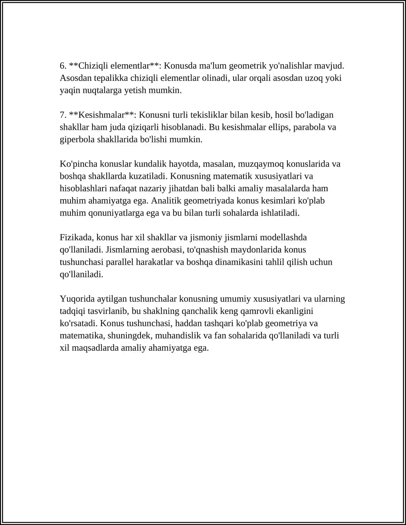 KONUSSIMON SIRTLAR. SFERA. AYLANISH SIRTLAR. IKKINCHI TARTIBLI SIRTLARGA DOIR MASHQLAR 4