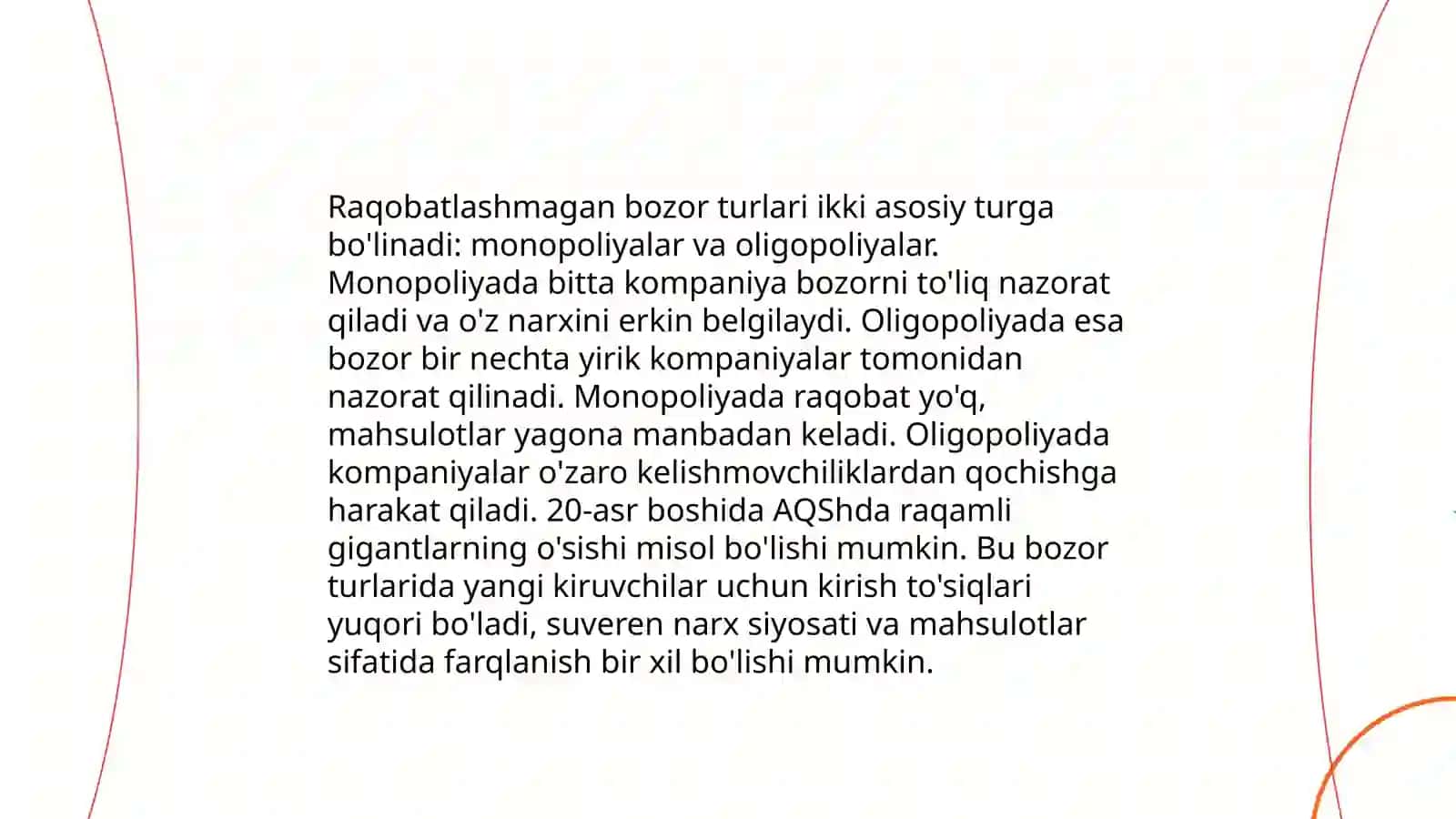 Raqobatlashmagan bozor sharoitida monopol narx belgilash va bozor hokimiyati 4