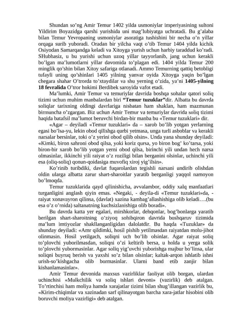 Amir Temur va temuriylar davrida ijtimoiy-iqtisodiy, siyosiy va madaniy hayot 4