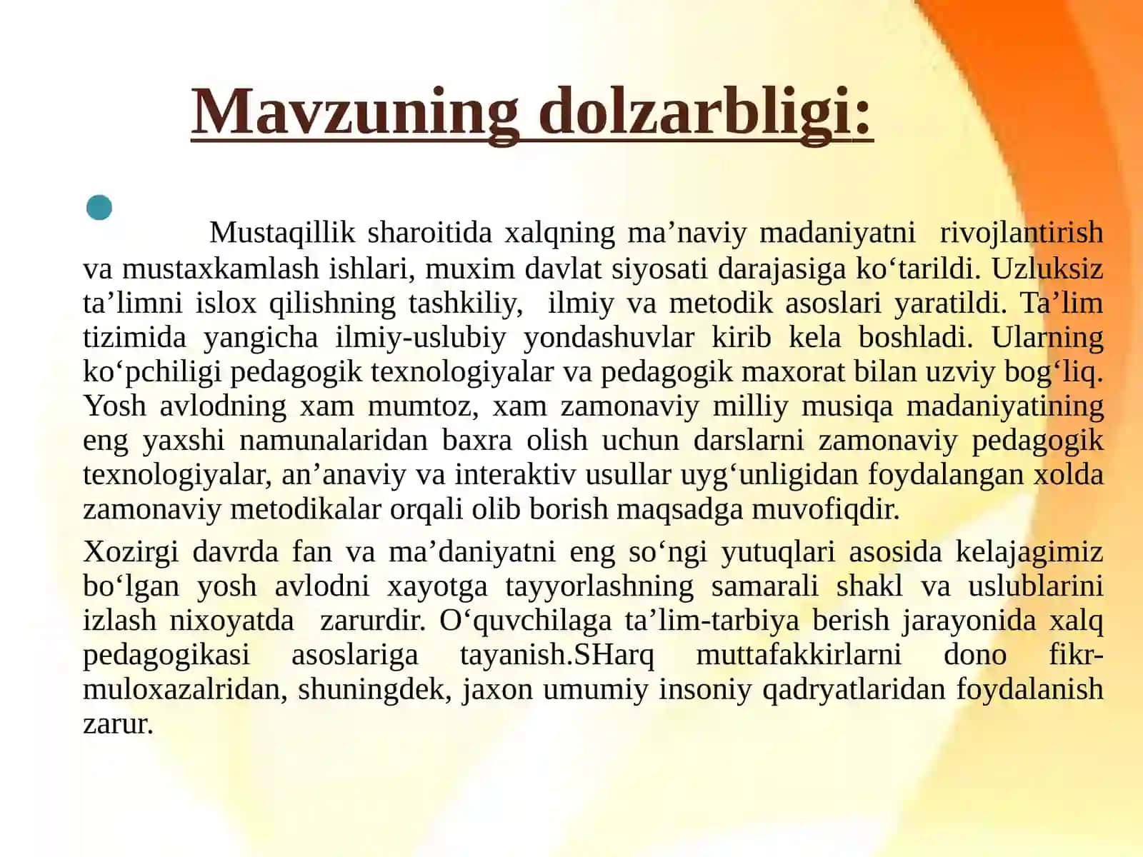 A.Mansurovning «Sevgilim» asarini o‘quchilarga o‘rgatish metodikasi (Saksafon alt misolida) 4
