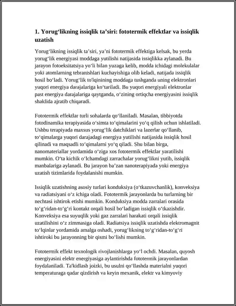 YORUGʻLIKNING ISSIQLIK VA KIMYOVIY TA'SIRI 4