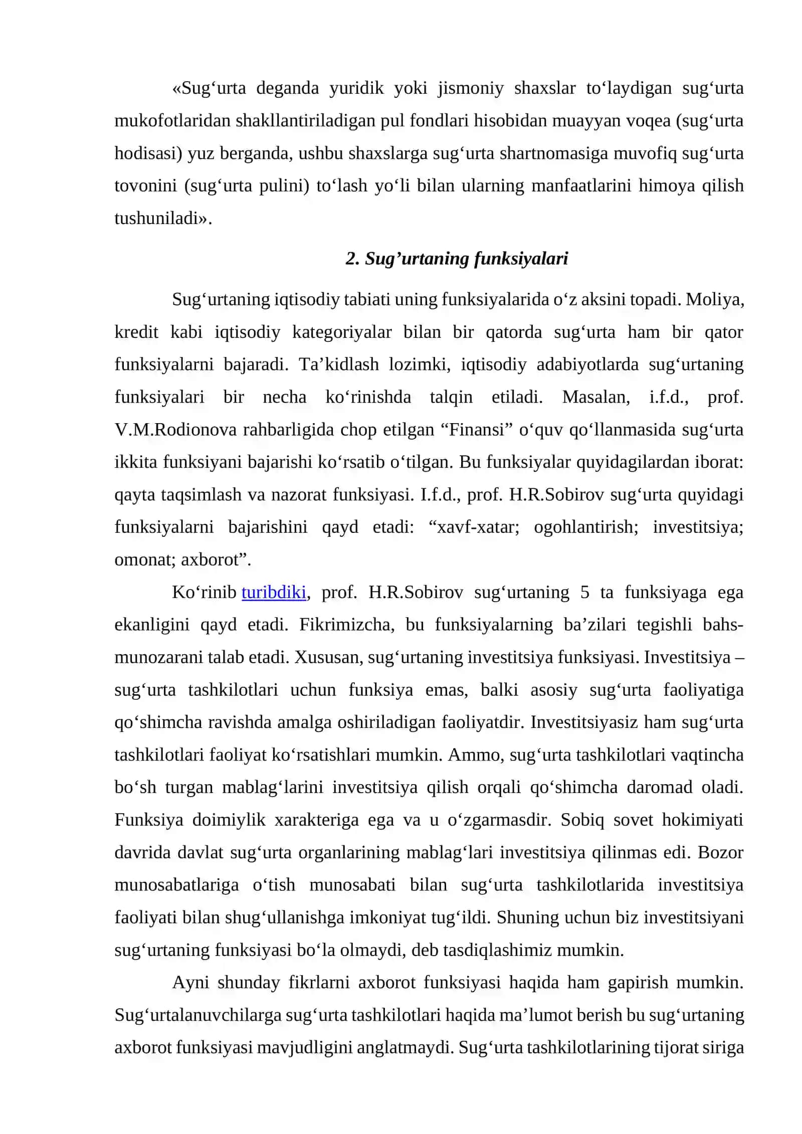 Sug’urtaning mohiyati, funksiyalari va turlari 4