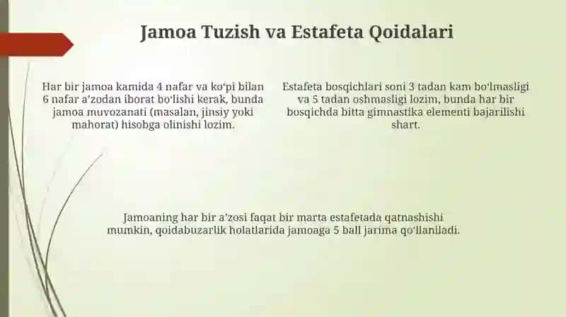 Gimnastika elementlaridan estafetalar otqazish 4
