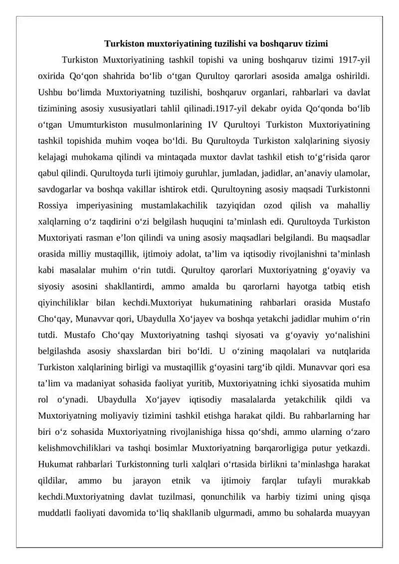 Turkiston Muxtoriyati – milliy demokratik davlatchilikning dastlabki tajribasi 4