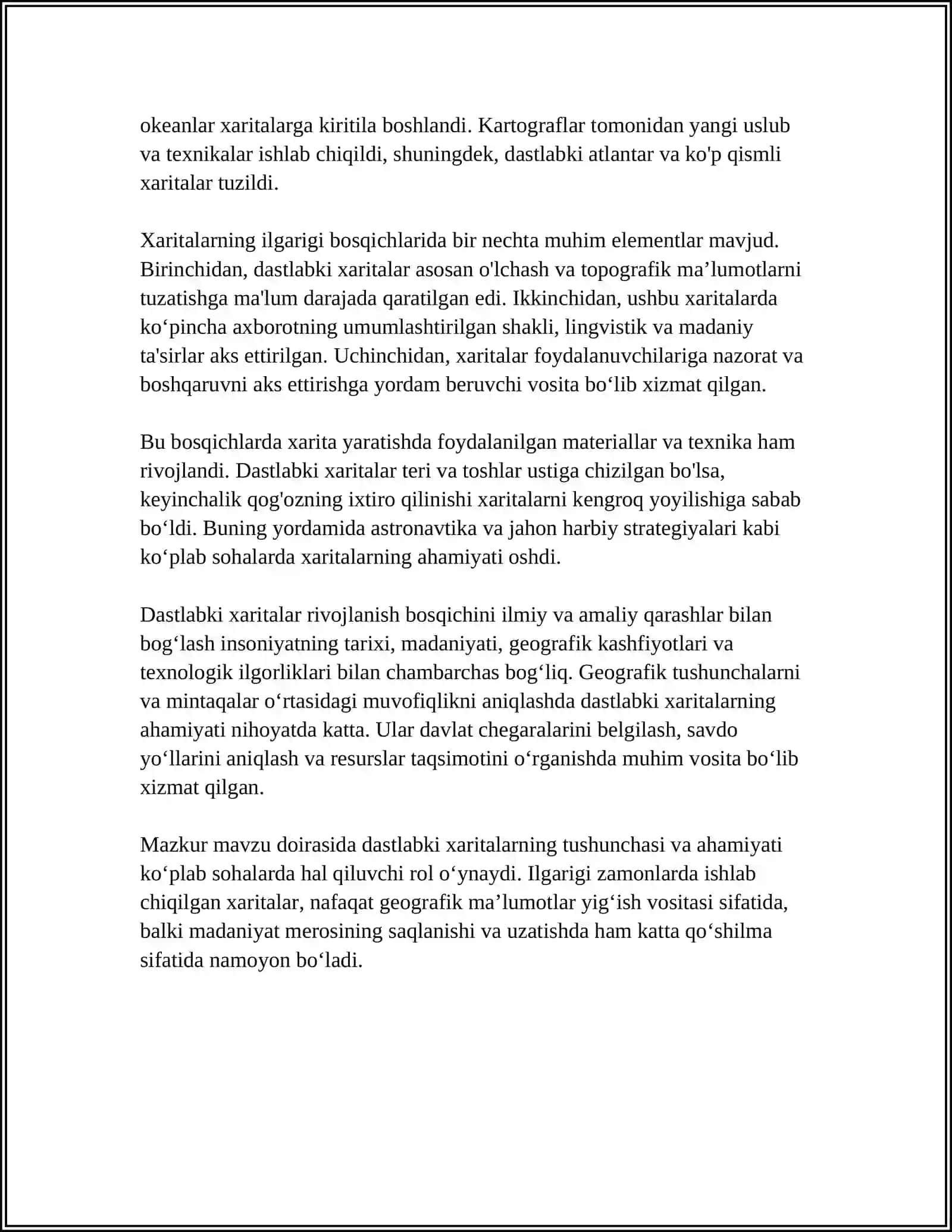 DASTLABKI XARITALARNING RIVOJLANISH BOSQICHLARI 4