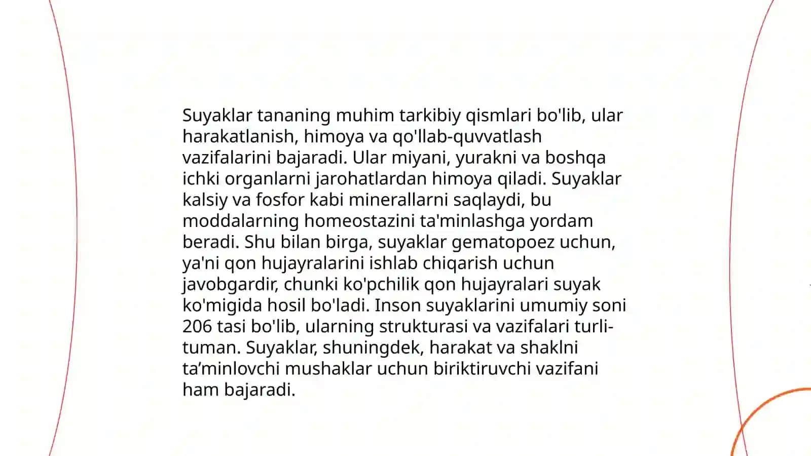 Organizmdagi suyaklarning tuzilishi, ularning yosh xususiyatlari va xillari.Bolalarda qaddi-qomatning shakllanishi va kamchiliklari 4