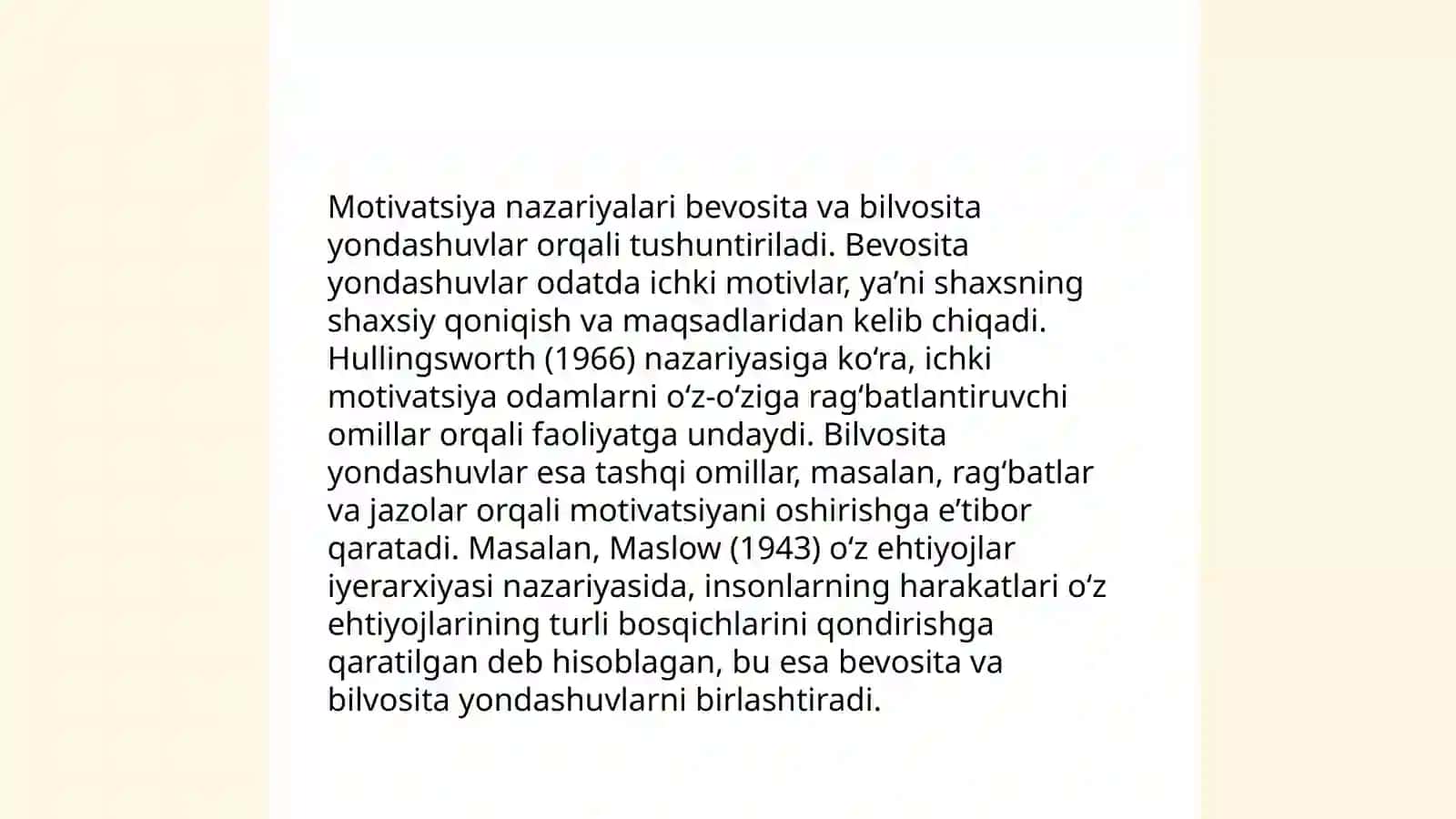 Xorij psixologiyasida motiv va motivatsiya muammosi 4