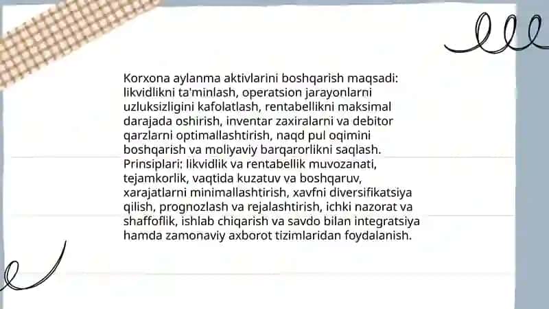 Aylanma aktivlar boshqarish 4