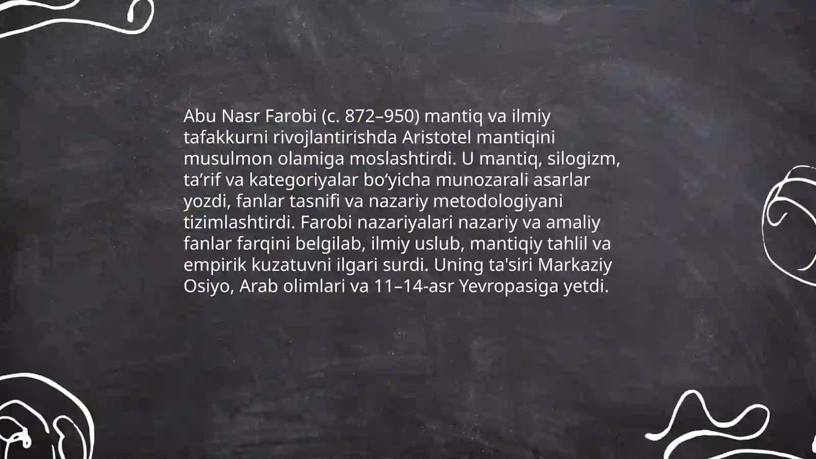 Abu nosr farobiyning jahon sivilizatsiyasiga qoshgan xissasi 4