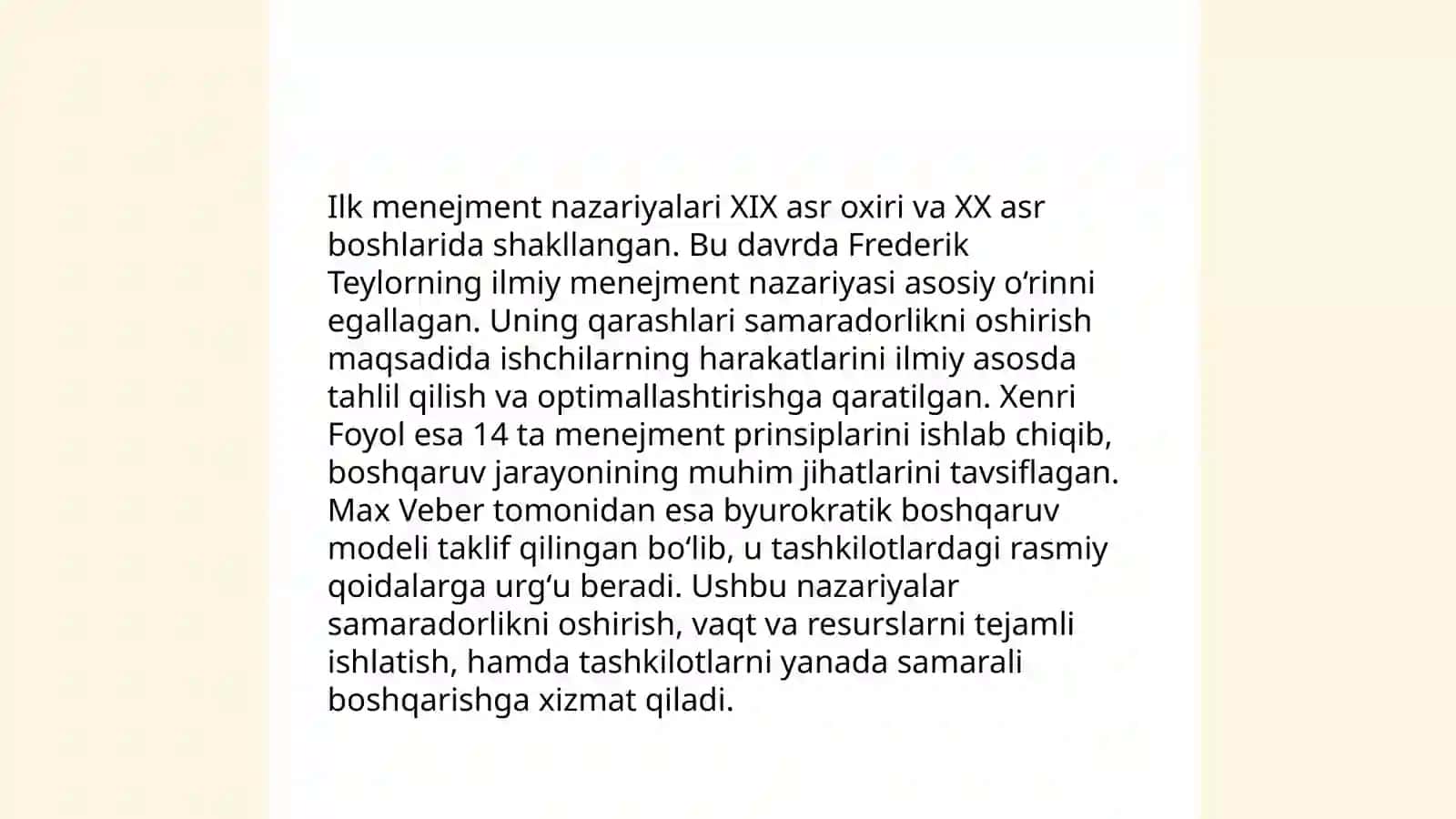 Menejment nazariyasining shakllanishi va rivojlanishi 4