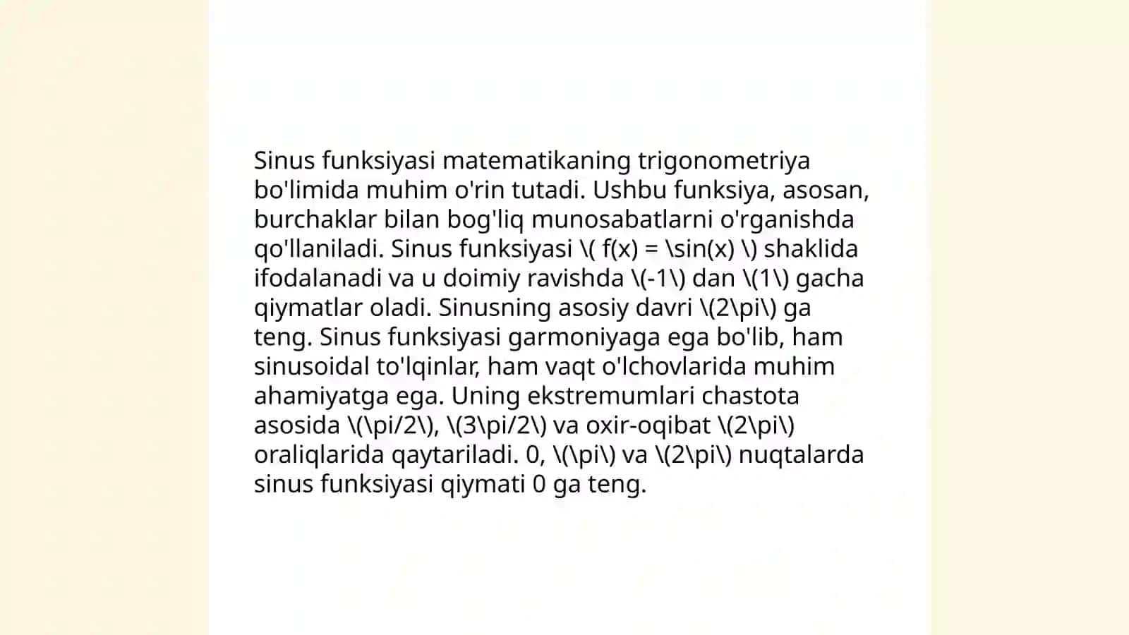 Trigonometrik funksiyalar va ularning xossalari 4