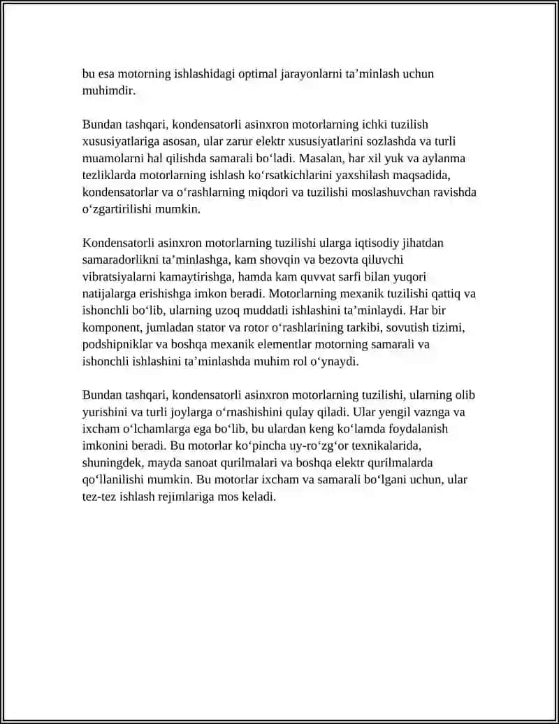 KONDENSATORLI ASINXRON MOTORNING TUZULISHI VA UNING QOʻLLANILISHI 4