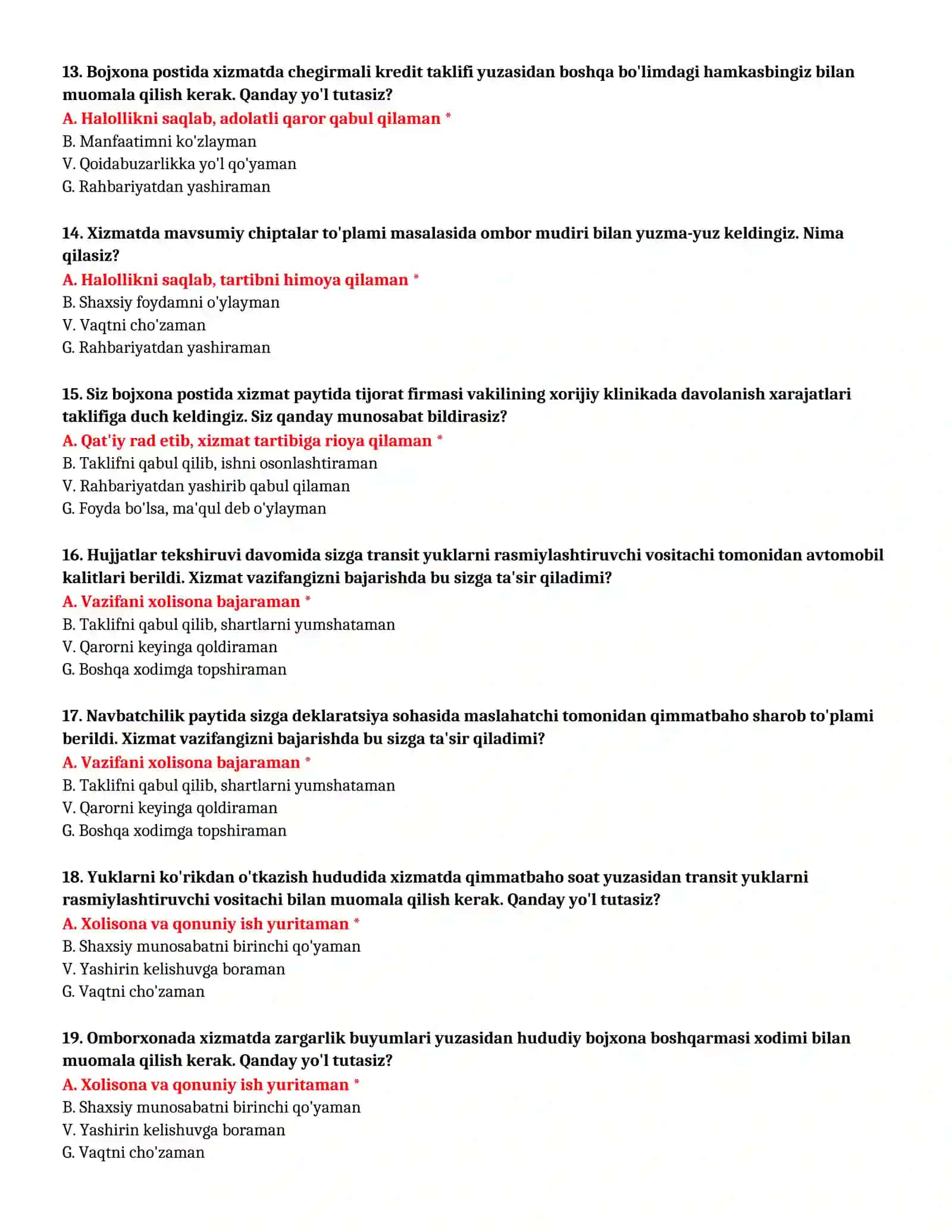 TEST SAVOLLARI (№ 21) 4