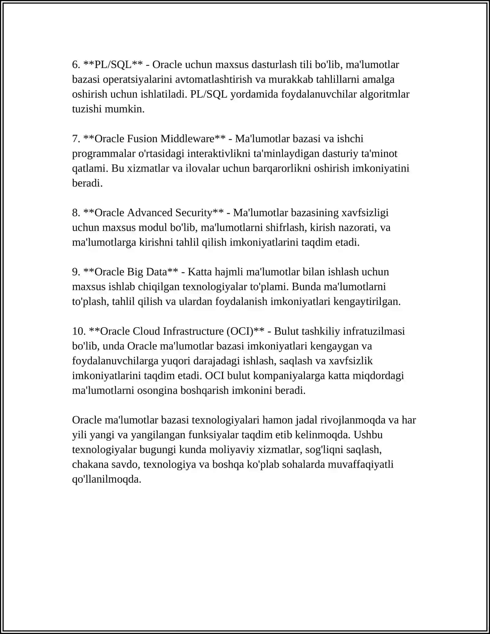 ORACLE VA CLIPPER TARMOK MBBT BANK SOXADAGI MA’LUMOTLARNI KAYTA ISHLASHDA QO‘LLASH TEXNOLOGIYALARI 4