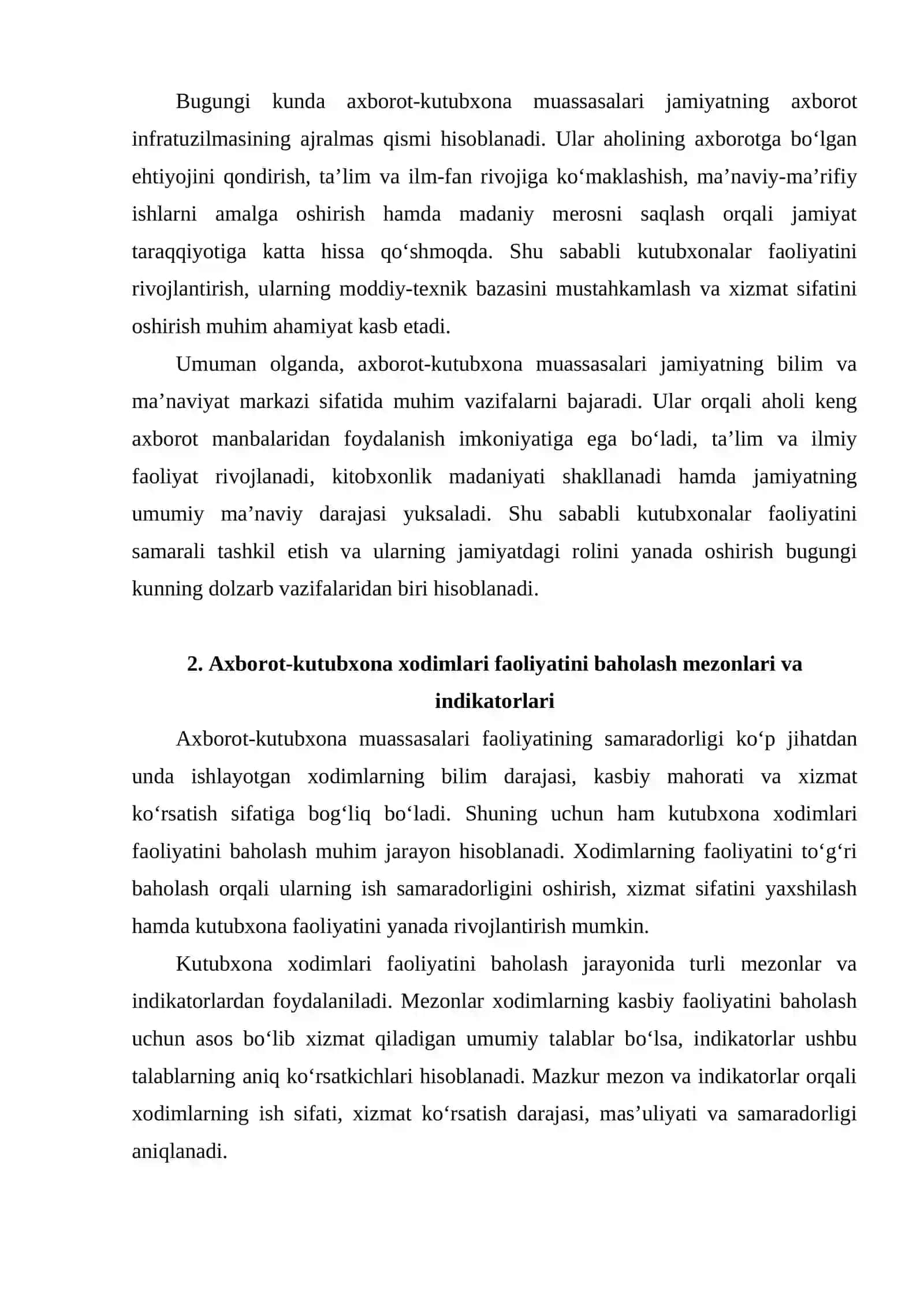 Axborot kutubxona xodimlari faoliyatini baholash indikatorlarini ishlab chiqish 4