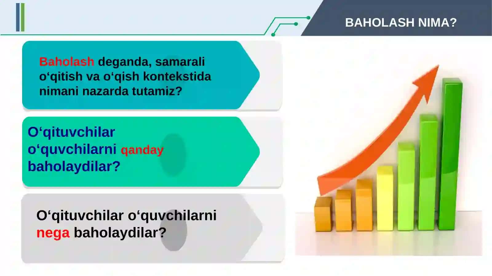 BAHOLASH: O‘quvchilarning o‘quv faoliyati natijalarinibaholash metodologiyasi 4