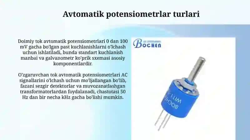 Avtomatik potensiometrlarda o'lchov zanjiri va tuzilishi 4