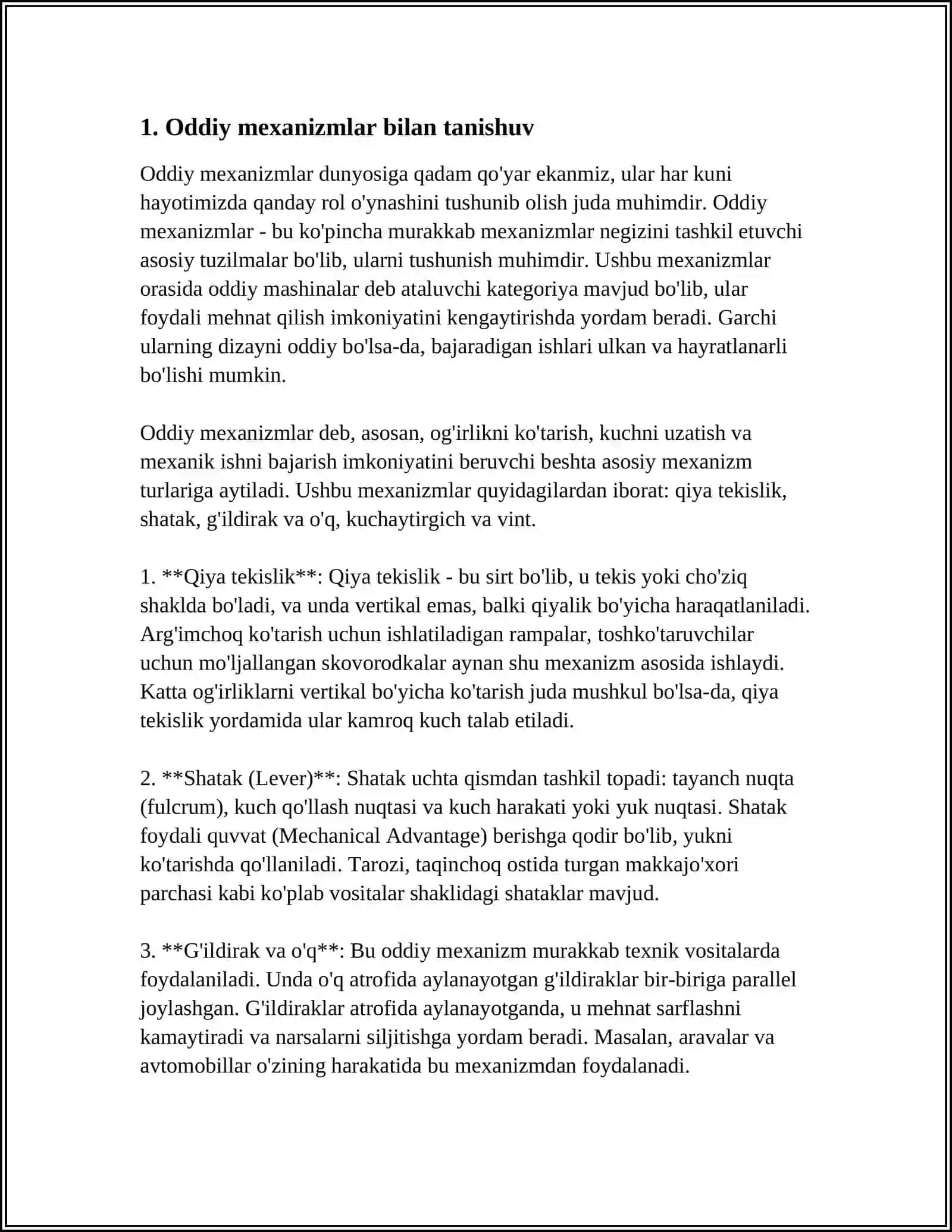 BOSHLANGʻICH SINF OʻQUVCHILARI UCHUN TEXNOLOGIK DARSLARNI REJALASHTIRISH 4