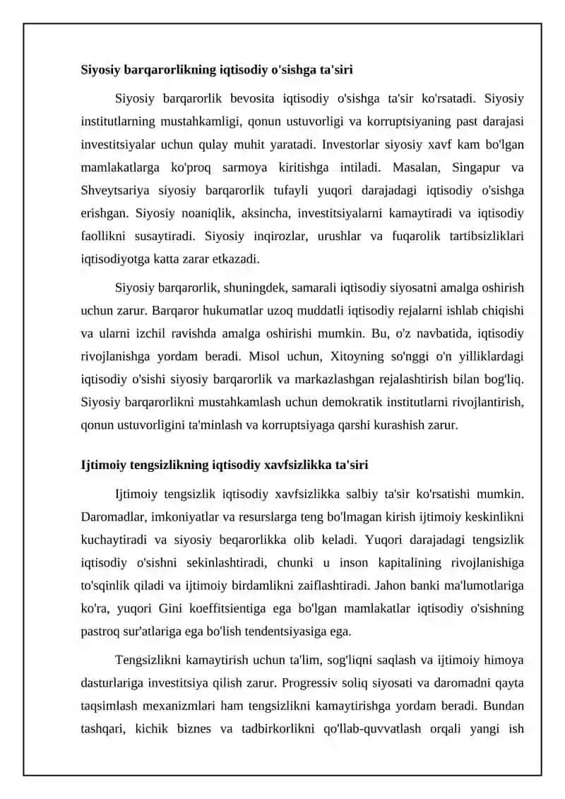Iqtisodiy xavfsizlikka ta'sir etuvchi ijtimoiy-siyosiy omillar 4